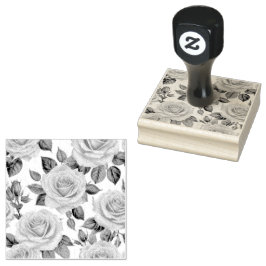 de vintage zwarte en witte rozen rubberen stempel