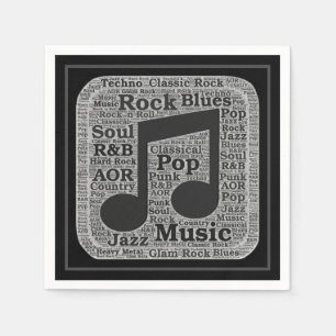 De vintage Zwarte & Witte Genres van de Muziek Servet