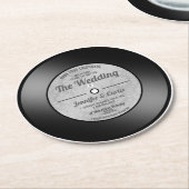 De vinylrecord van de Retro bewaart de datumaankon Ronde Kartonnen Onderzetter (Gebogen)