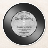 De vinylrecord van de Retro bewaart de datumaankon Ronde Kartonnen Onderzetter (Voorkant)