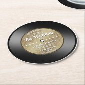 De vinylrecord van de Retro bewaart de datumaankon Ronde Kartonnen Onderzetter (Gebogen)