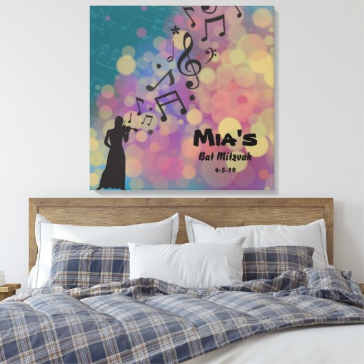 DE VIOLIST Bat Mitzvah Teken in Board Canvas Afdruk (Insitu (Slaapkamer))