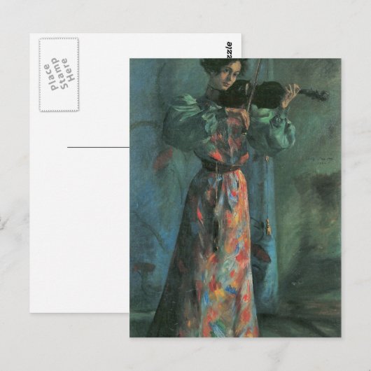 De violist speler van Lovis Corinth Briefkaart (Voorkant / Achterkant)
