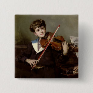 De violist vierkante button 5,1 cm
