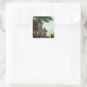 De violist vierkante sticker (Tas)