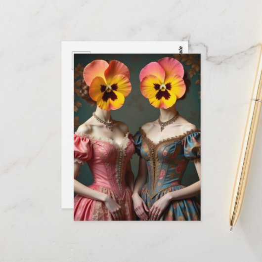 De Viooltjes Hoofd Vrouwen Briefkaart (Voorkant / Achterkant in situ)
