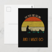 De vis belt en ik moet gaan briefkaart (Voorkant / Achterkant)