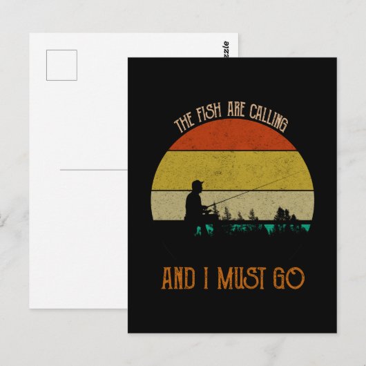 De vis belt en ik moet gaan briefkaart (Voorkant / Achterkant)