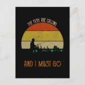 De vis belt en ik moet gaan briefkaart (Voorkant)