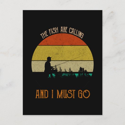 De vis belt en ik moet gaan briefkaart (Voorkant)