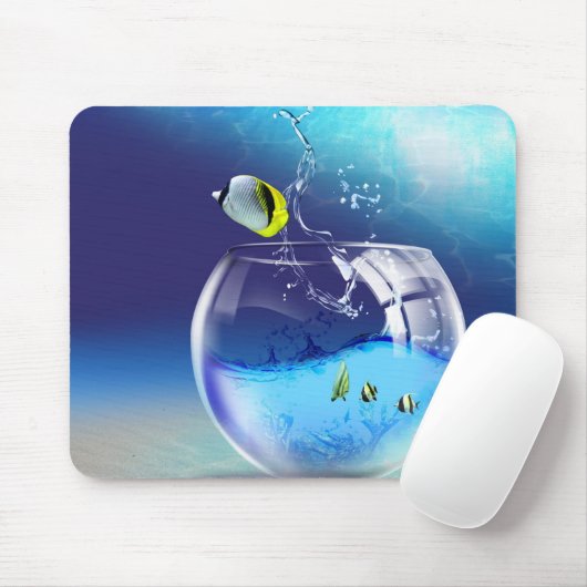 De vis Bowl op Ocean Bottom Muismat (Met muis)