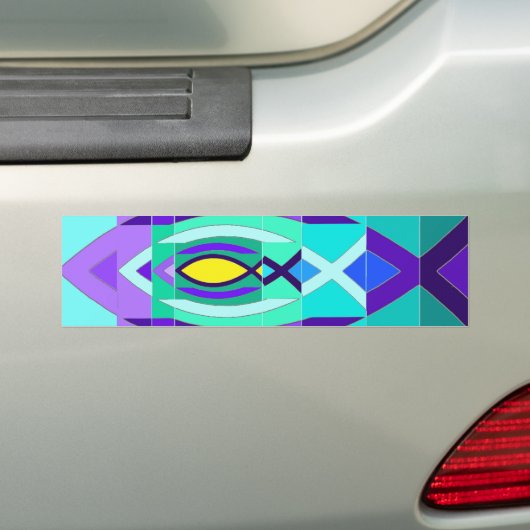 De vis. bumpersticker (Op auto)
