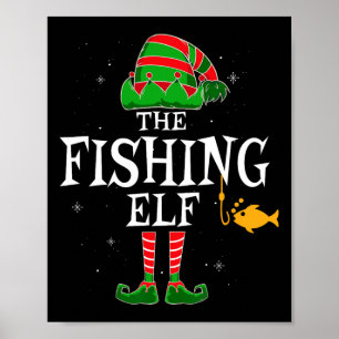 De Vis Elf Groep Matching Familie Kerst Visser Mer Poster