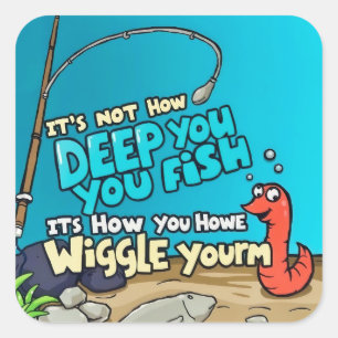 De vis en de worm vierkante sticker
