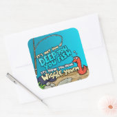 De vis en de worm vierkante sticker (Envelop)