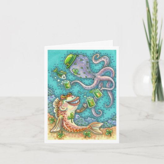 DE VIS- EN OCTOPUSCHEERS VAN Sint-PADDY NAAR GROEN Feestdagen Kaart (Voorkant)