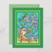 DE VIS- EN OCTOPUSCHEERS VAN Sint-PADDY NAAR GROEN Feestdagenkaart (Voorkant / Achterkant)