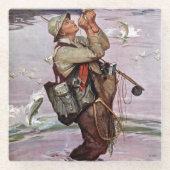 De vis pompt. glazen onderzetter (Voorkant)