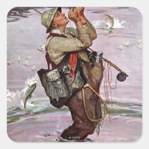 De vis pompt. vierkante sticker