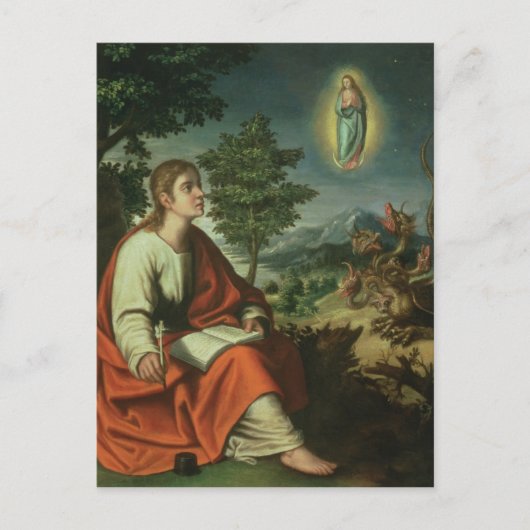 De visie van John de Evangelist op Patmos Briefkaart (Voorkant)