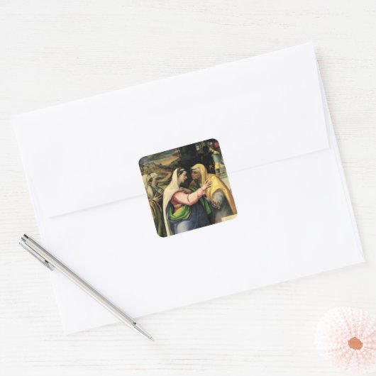 De Visitatie, 1519 Vierkante Sticker (Envelop)