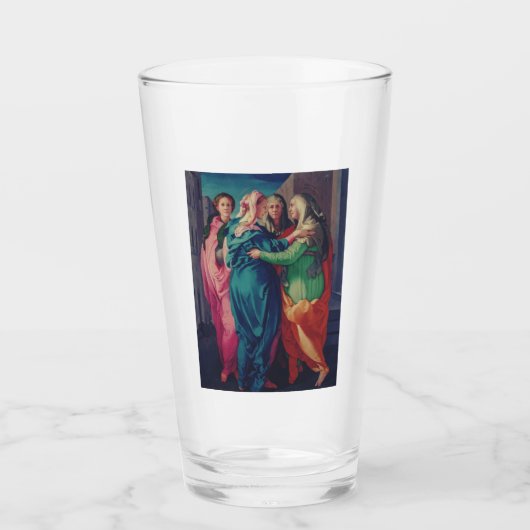 De Visitatie door Pontormo Manneristische Kunst Glas (Voorkant)