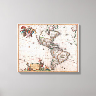 De Visscher-kaart van de Nieuwe Wereld Canvas Afdruk