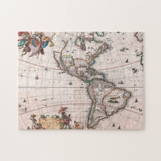 De Visscher-kaart van de Nieuwe Wereld Legpuzzel (Horizontaal)