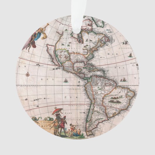 De Visscher-kaart van de Nieuwe Wereld Ornament (voorkant)