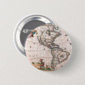 De Visscher-kaart van de Nieuwe Wereld Ronde Button 5,7 Cm (Voorkant /achterkant)
