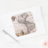 De Visscher-kaart van de Nieuwe Wereld Vierkante Sticker (Envelop)