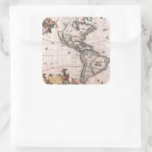 De Visscher-kaart van de Nieuwe Wereld Vierkante Sticker (Tas)