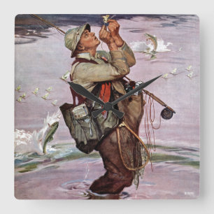 De vissen springen vierkante klok