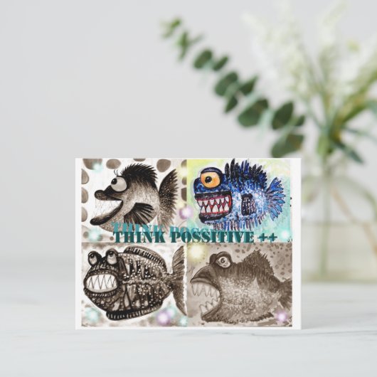 De vissentroep van het monster briefkaart (Staand voorkant)