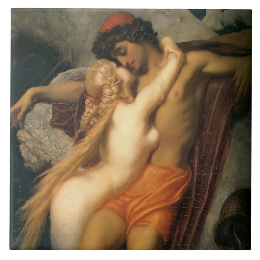 De visser en de sirene (door Frederic Leighton) Tegeltje (Voorkant)