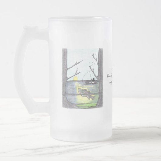 De visser...Frosted Glass Mok... Matglas Bierpul (Links)