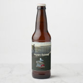 De visser ​ ​ ​ ​ ​. Gelukkig vissen Bier Etiket (Voorkant)