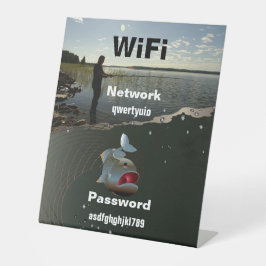 De visser. Gelukkig vissen Reclamebord Met Voetstuk