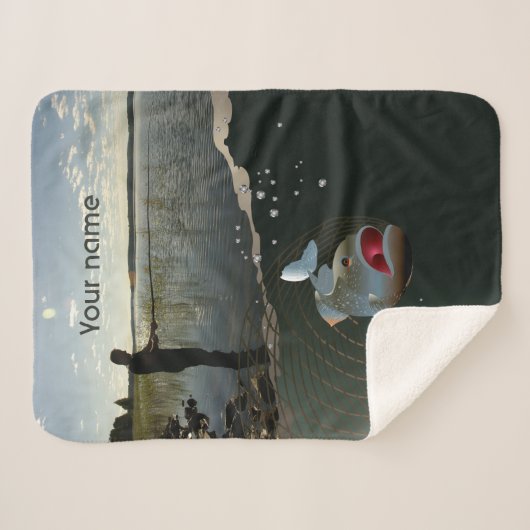 De visser ​ ​ ​ ​ ​. Gelukkig vissen Sherpa Deken (Voorkant (horizontaal))