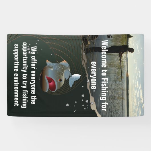 De visser. Gelukkig vissen Spandoek (Horizontaal)