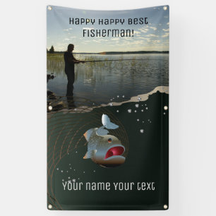 De visser. Gelukkig vissen Spandoek