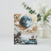 De visser onder het maanverlichte Zee Briefkaart (Staand voorkant)