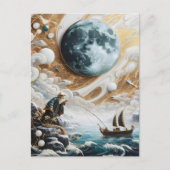 De visser onder het maanverlichte Zee Briefkaart (Voorkant)