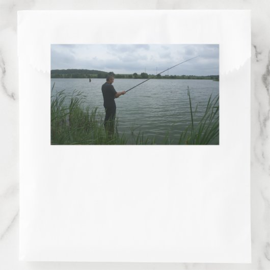 De visser 's avonds rechthoekige sticker (Tas)