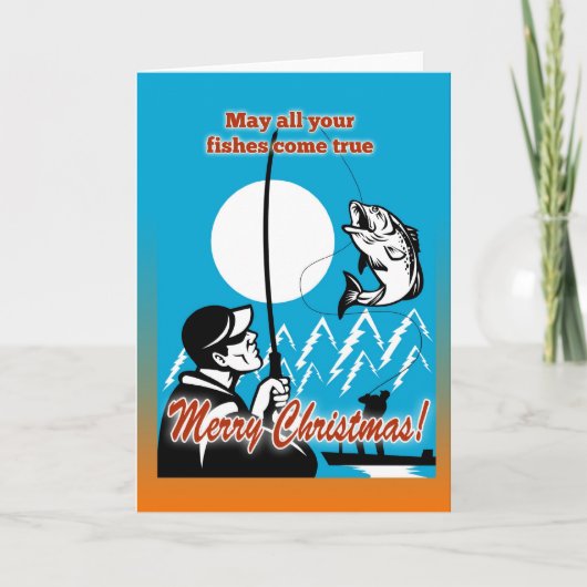 De Visser van de vlieg op boot die largemouth Feestdagen Kaart (Voorkant)