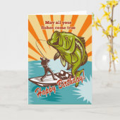 De Visser van de vlieg op boot die largemouth Kaart (Gele Bloem)