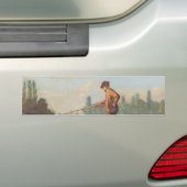 De visser (vissen buiten) (angelen) (rivier) bumpersticker (Op auto)