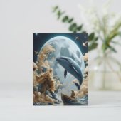 De visser's maan vangst briefkaart (Staand voorkant)