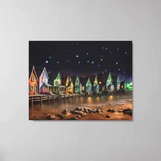 De Vissersbaai 's Nachts Canvas Afdruk (Voorkant)