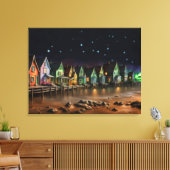 De Vissersbaai 's Nachts Canvas Afdruk (Insitu (Woonkamer))